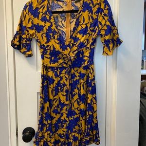 Mustard yellow floral corset dress